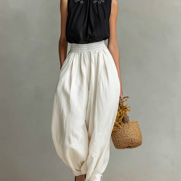 Ember | Embroidered Mock Neck Top Blend Pants Two Piece Set