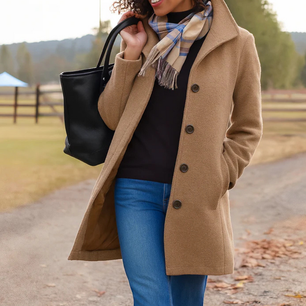 Heritage | Tailored Funnel Neck Single Breasted Walking Wool Coat