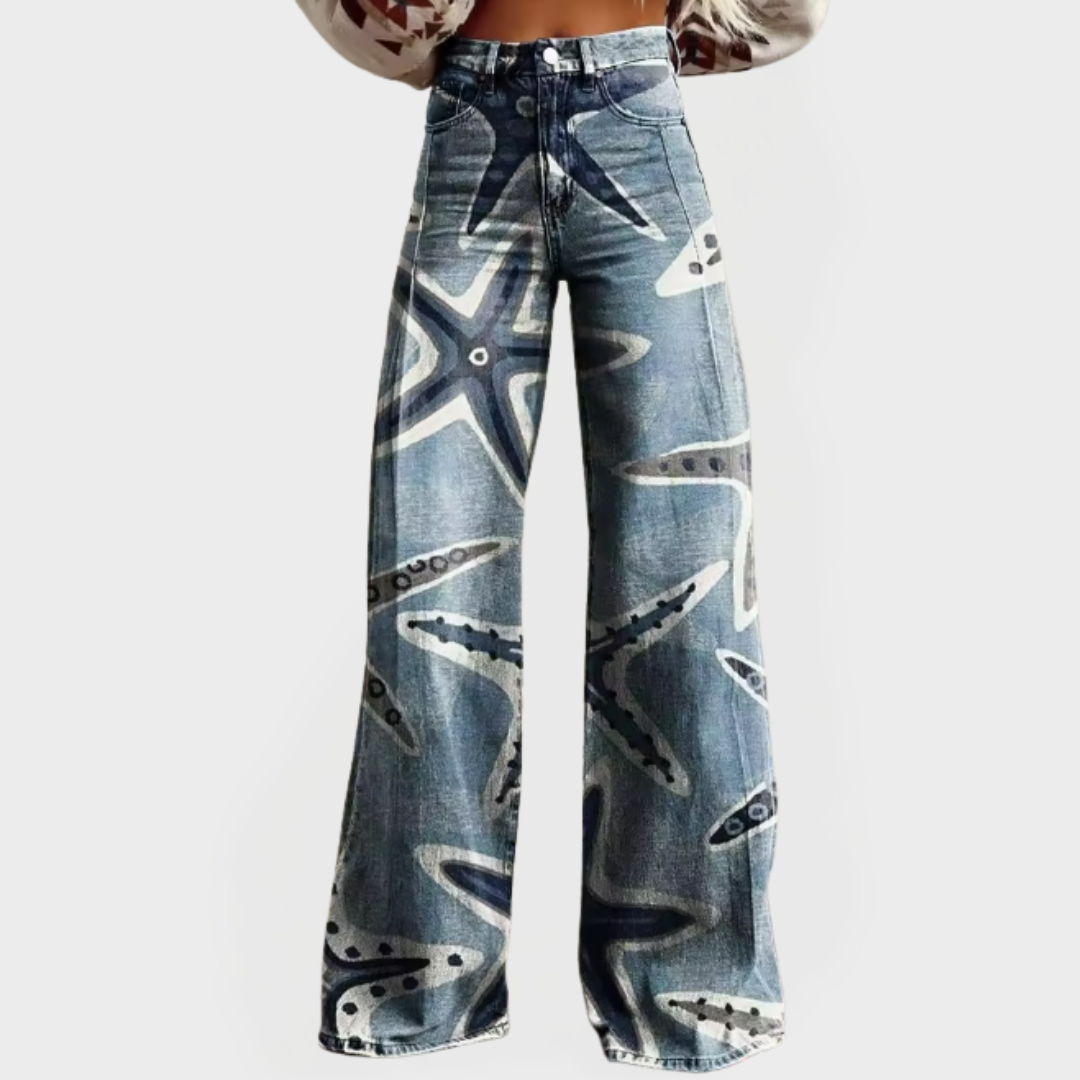 Malibu | Graphic Print Wide Leg Relaxed Y2K Comfrotable Baggy Jeans