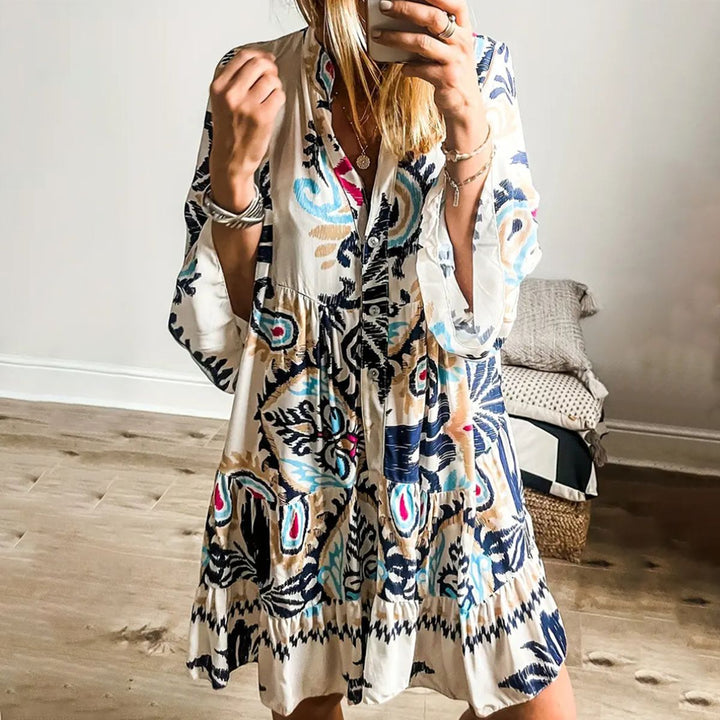 Talitha | Bohemian Tiered Floral Bell Sleeve Boho Babydoll Dress