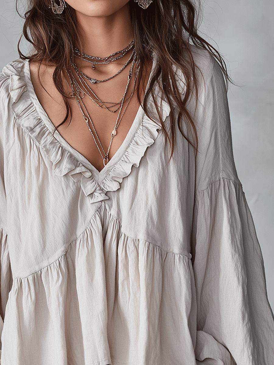 Elysia | Romantic Ruffle Long Sleeve Blouse