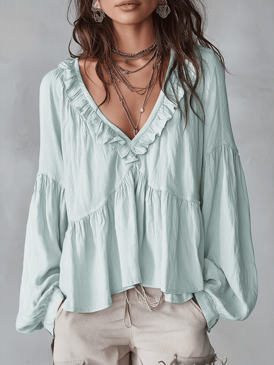 Elysia | Romantic Ruffle Long Sleeve Blouse