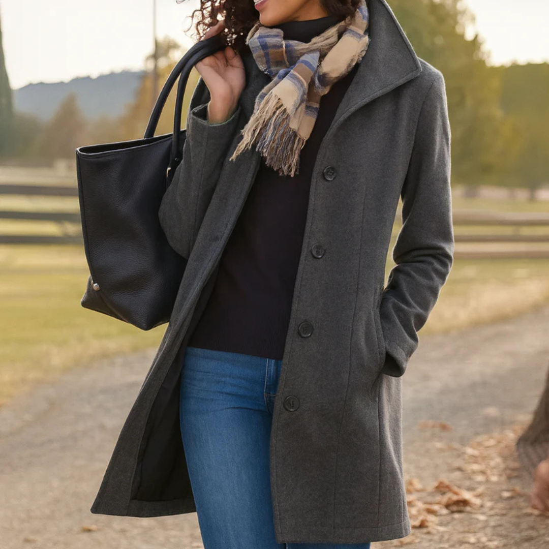 Heritage | Tailored Funnel Neck Single Breasted Walking Wool Coat