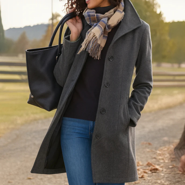 Heritage | Tailored Funnel Neck Single Breasted Walking Wool Coat