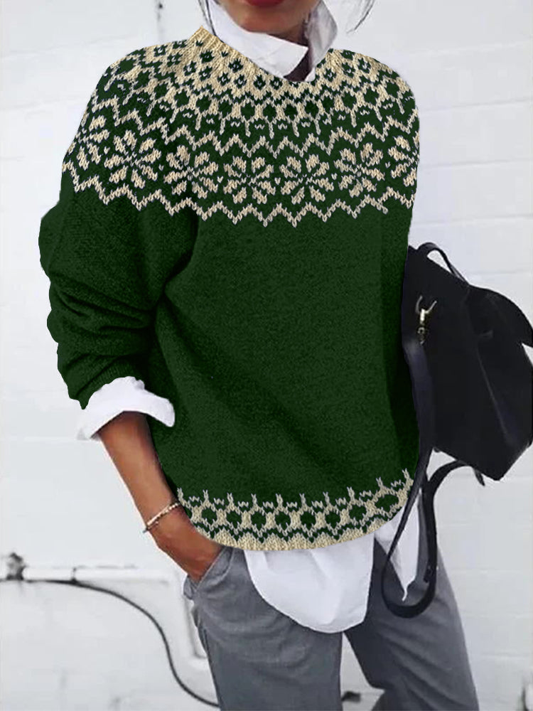 Chamonix | Womens Winter Sweater, Crewneck Geometric Knit Thermal Holiday Cozy Sweater