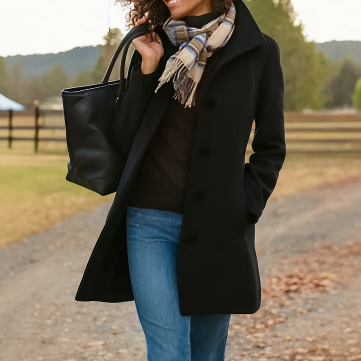 Heritage | Tailored Funnel Neck Single Breasted Walking Wool Coat