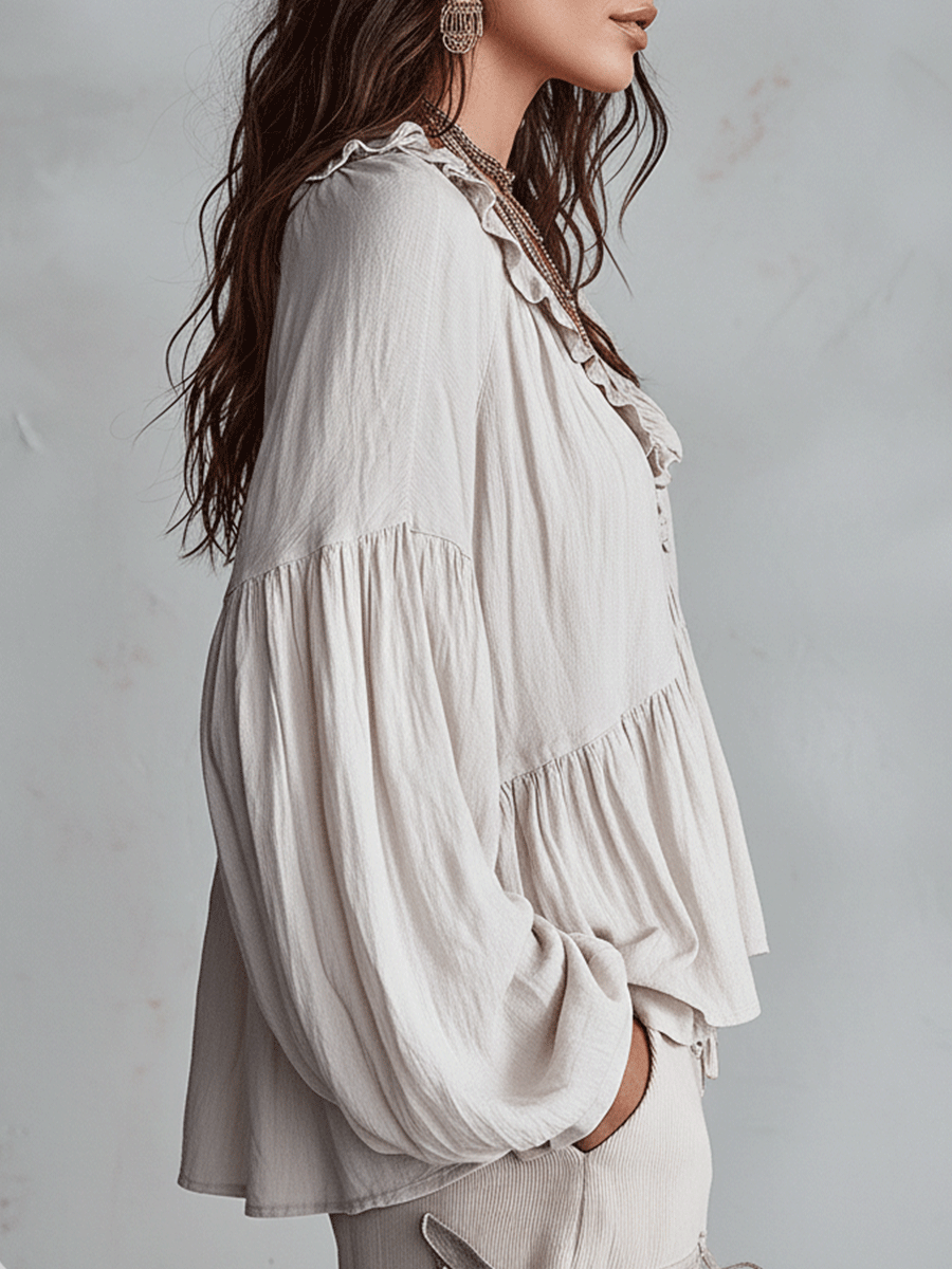 Elysia | Romantic Ruffle Long Sleeve Blouse