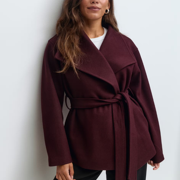 Sophia | Women's Belted Short Wrap Wool Coat