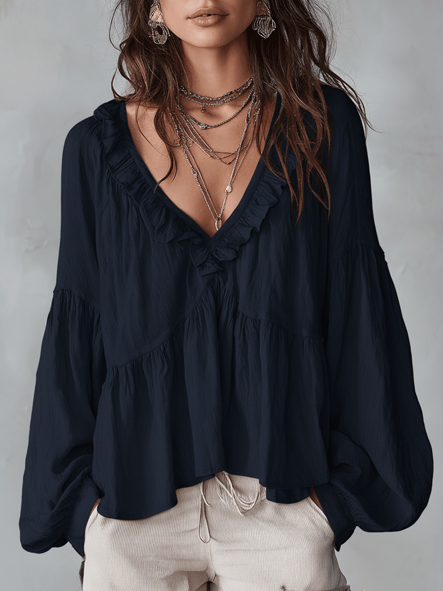 Elysia | Romantic Ruffle Long Sleeve Blouse