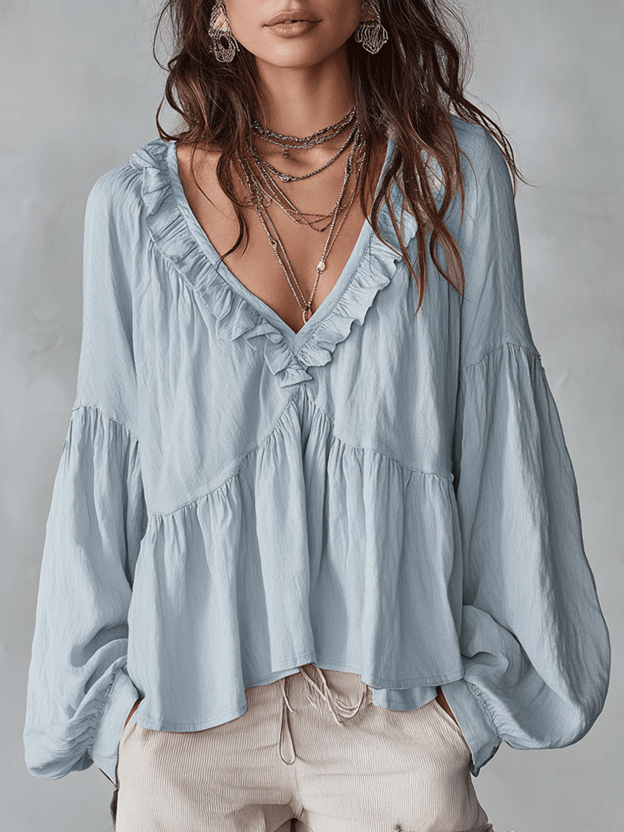Elysia | Romantic Ruffle Long Sleeve Blouse