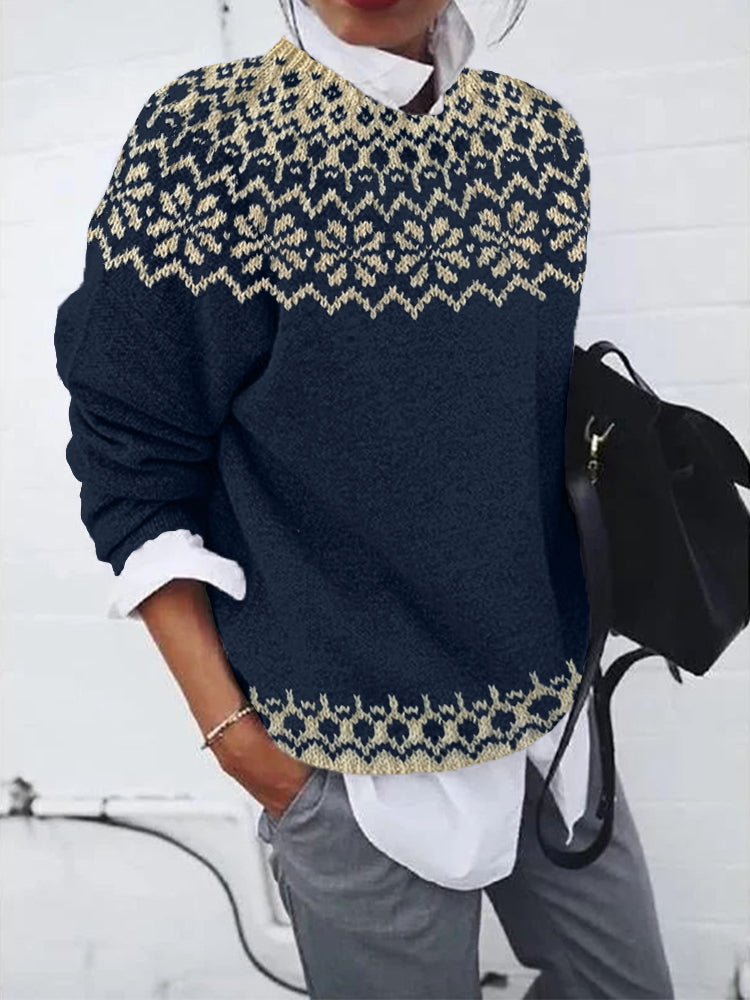 Chamonix | Womens Winter Sweater, Crewneck Geometric Knit Thermal Holiday Cozy Sweater