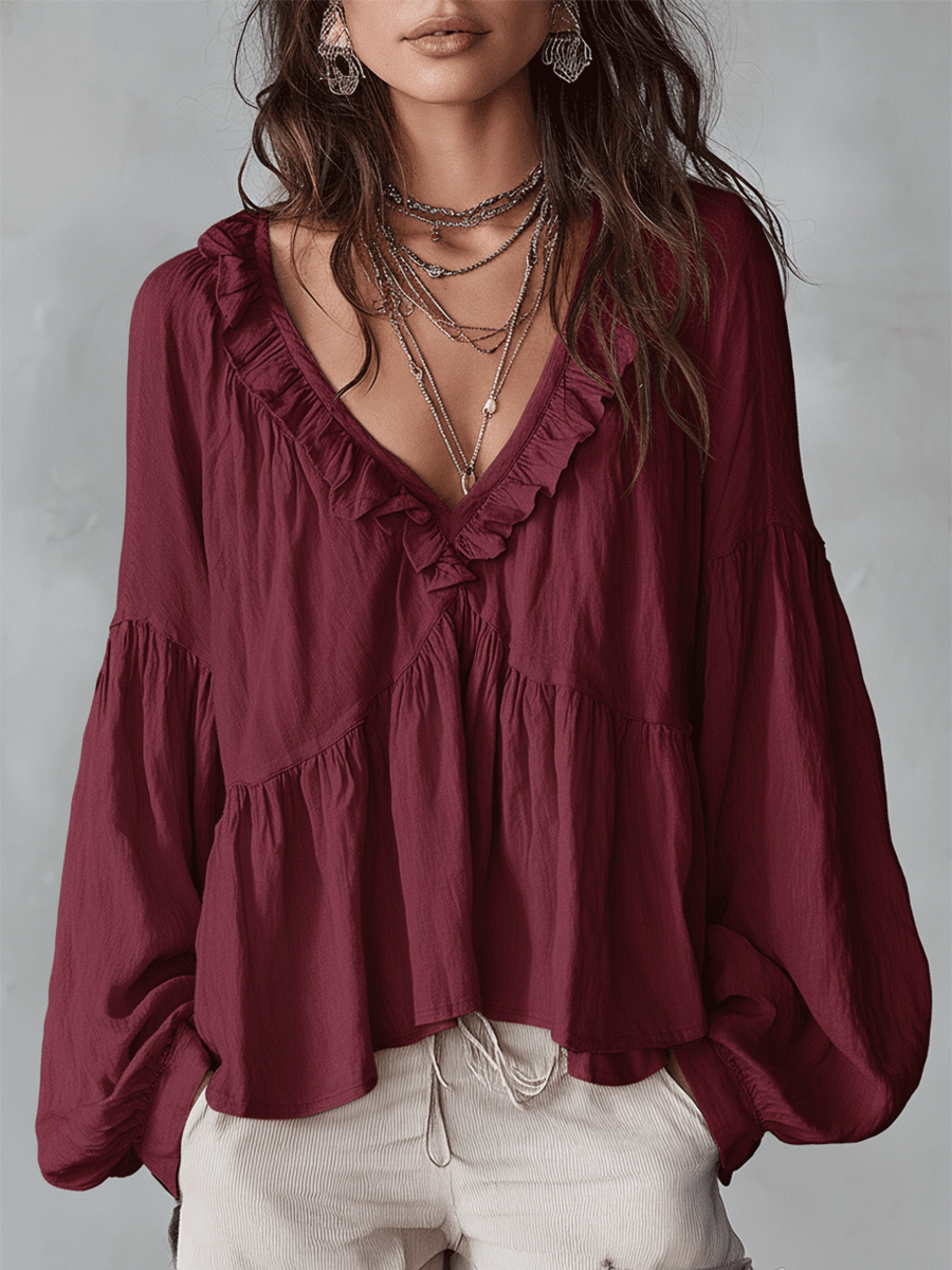 Elysia | Romantic Ruffle Long Sleeve Blouse