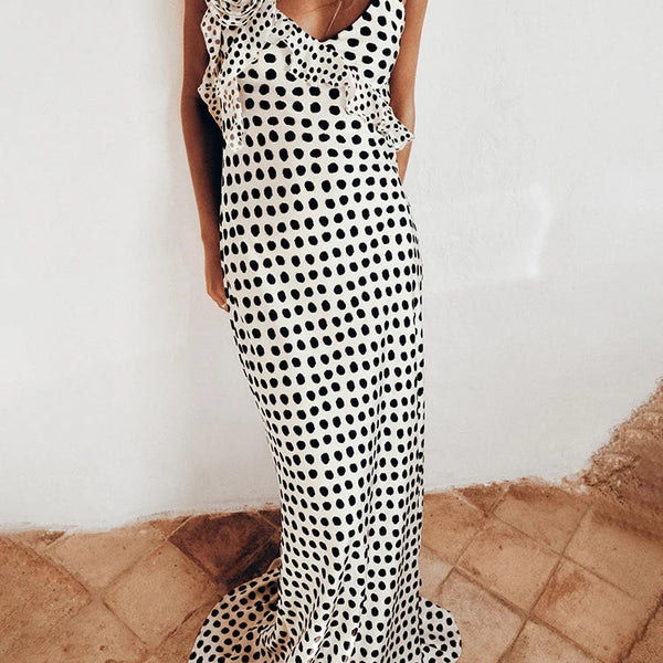 Chloe | Flowing Polka Dot Summer Maxi Dress
