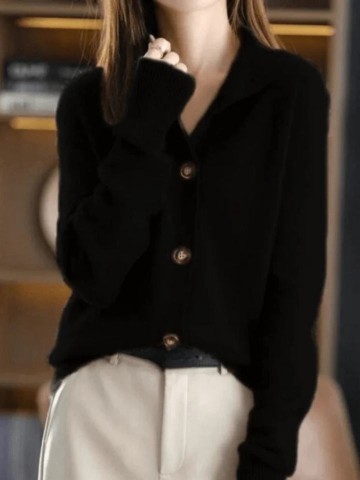 Sofia | Textured Mock Neck Tortoiseshell Button Cardigan