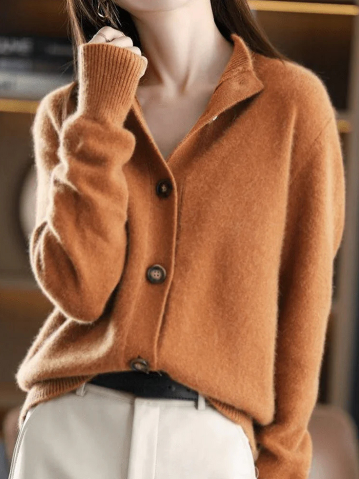 Sofia | Textured Mock Neck Tortoiseshell Button Cardigan