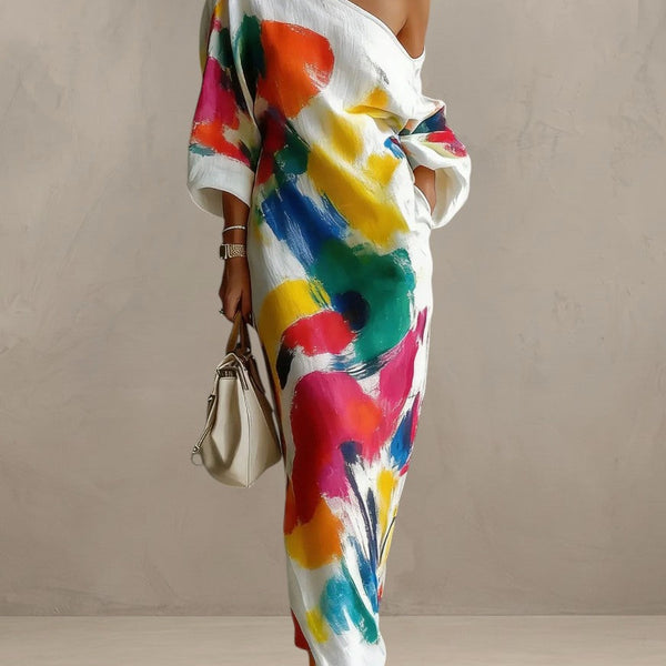 Abstract One Shoulder Long Beach Wear