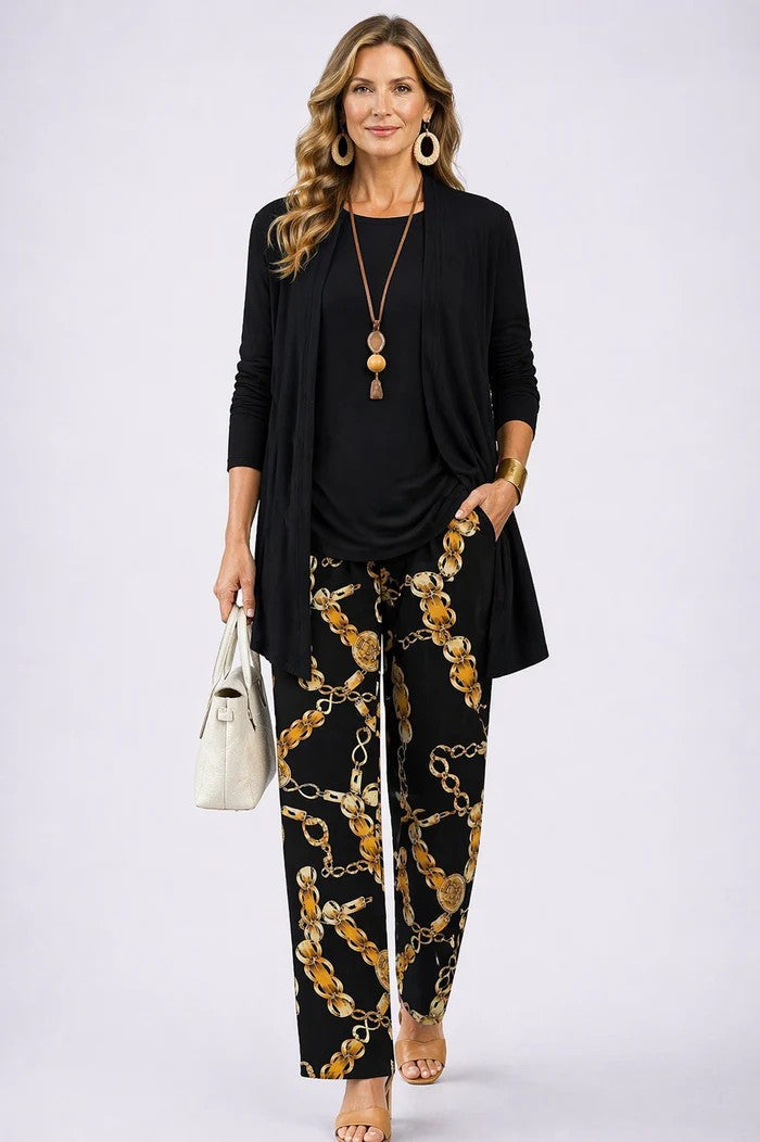 Amara | Longline Cardigan and Trousers Three Piece Set