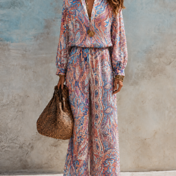 Kiara | Paisley Print Long Sleeve Blouse Co ord Set