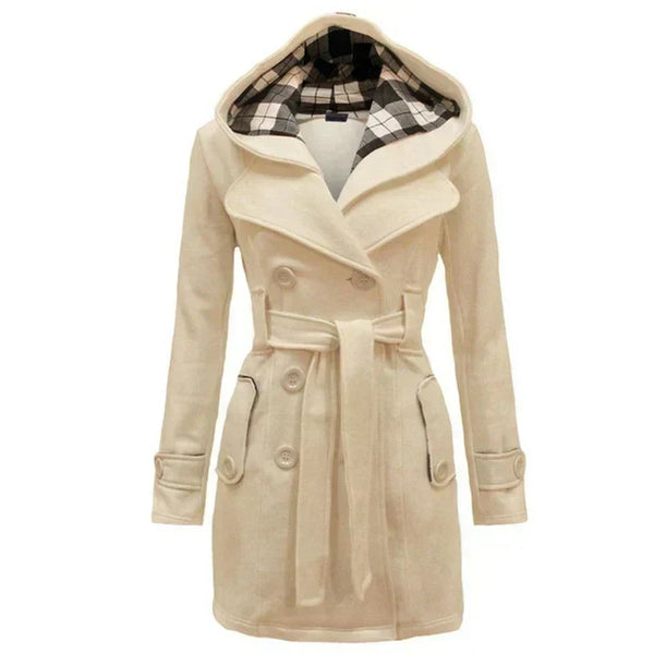 Elsa | Women's Melton Wool Belted Hooded Winter Coat