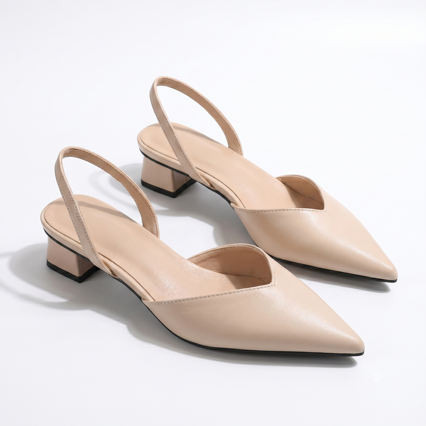 Victoria | V Cut Slingback Pointed Toe Comfortable Heels