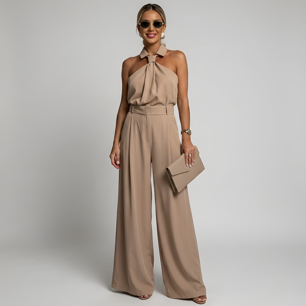 Bianca | Pleated High Waisted Elegant Evening Party Jumpsuit