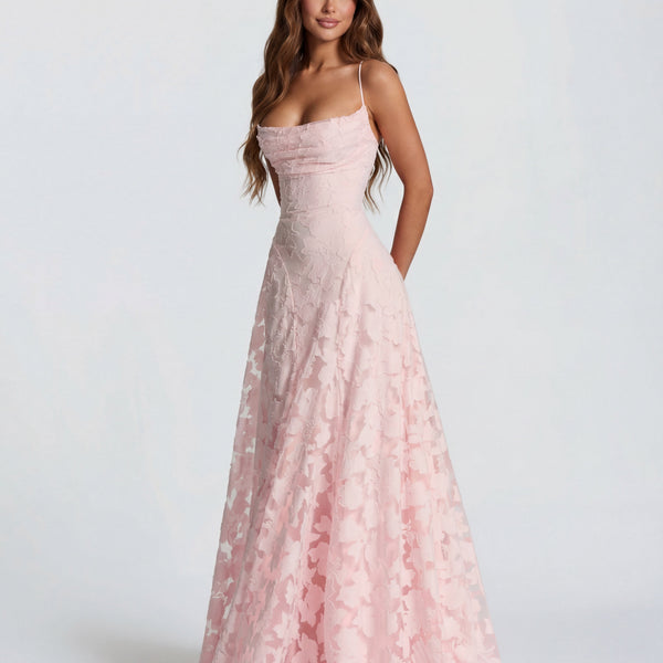 Seraphina | Floral Lace Strap Maxi Wedding Guest Evening Dress