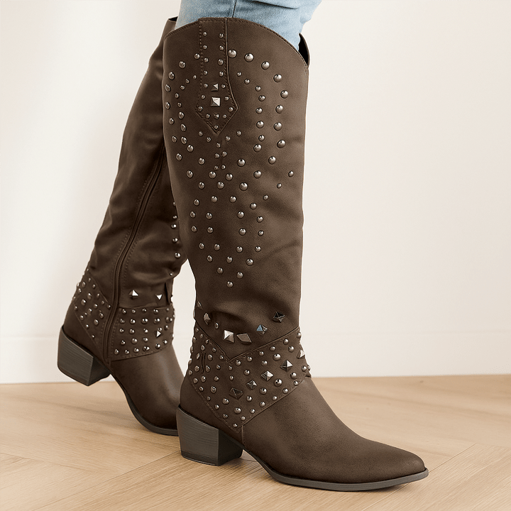 Dakota | Cowgirl Textured Tall Western Knee High Boots