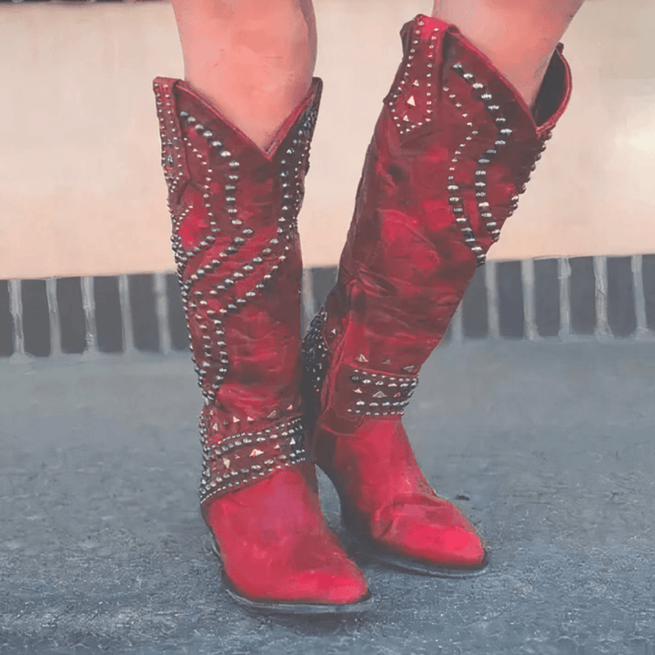 Dakota | Cowgirl Textured Tall Western Knee High Boots