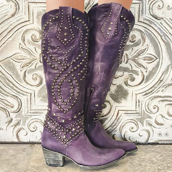 Dakota | Cowgirl Textured Tall Western Knee High Boots