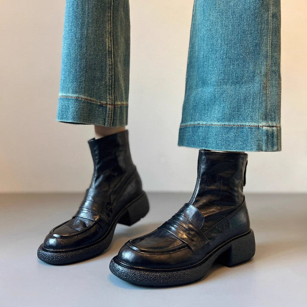 Echo | Women's Nappa Leather Platform Ankle Loafer Boot