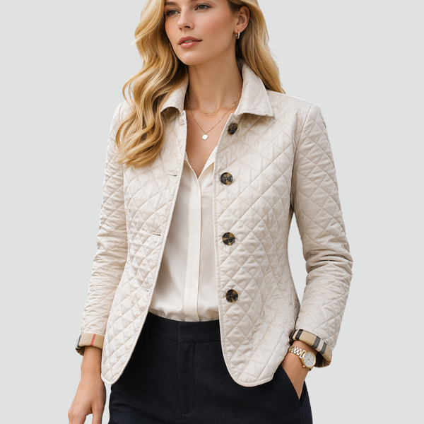 Ainsley | Button Front Plaid Lined Quilted Jacket