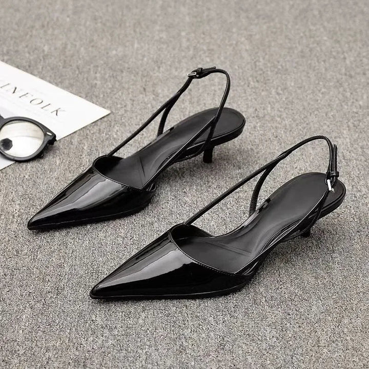 Madison | Pointed Toe Slingback Low Black Heels