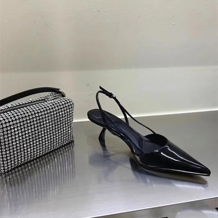 Madison | Pointed Toe Slingback Low Black Heels