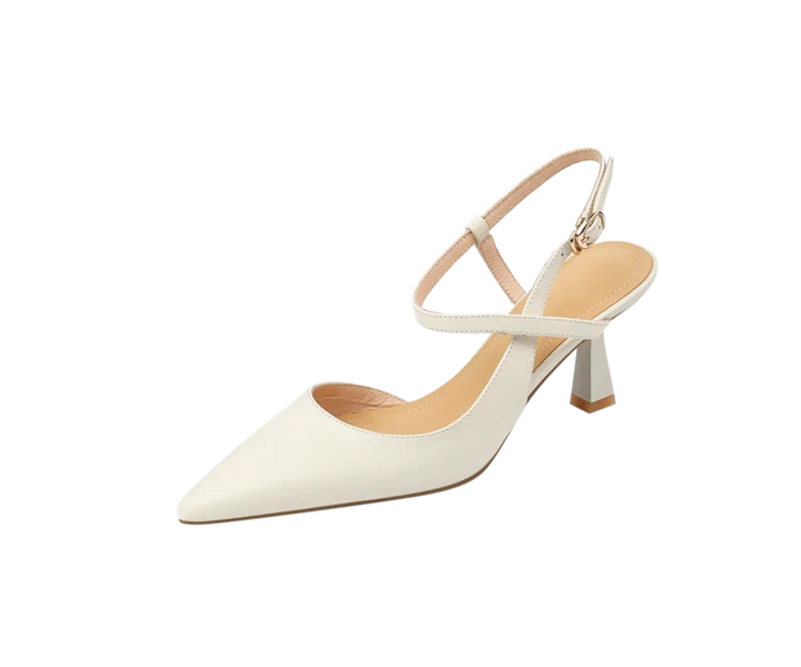 Zoe | Pointed Toe Cross Strap Slingback Nude Heels