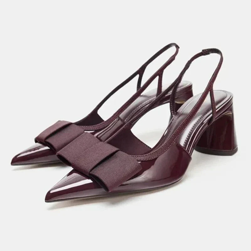 Scarlett | Slingback Pointed Toe Bow Heels