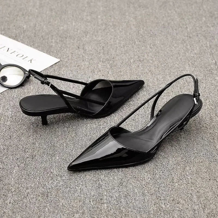 Madison | Pointed Toe Slingback Low Black Heels