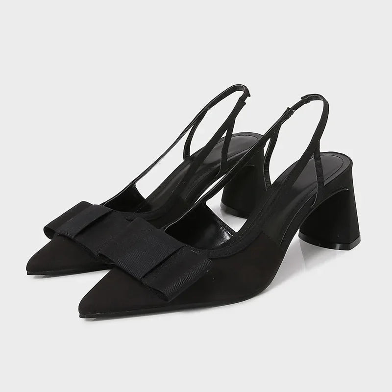 Scarlett | Slingback Pointed Toe Bow Heels