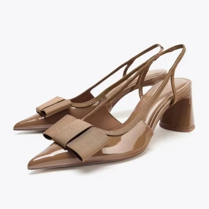 Scarlett | Slingback Pointed Toe Bow Heels