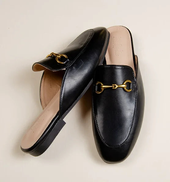 Vivian | Gold Buckle Office Slip On Loafers