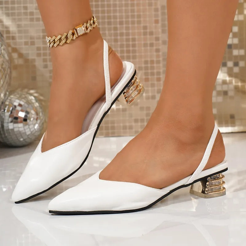 Lyra | Square Toe Low Block Heel Slingback Comfortable Sandals