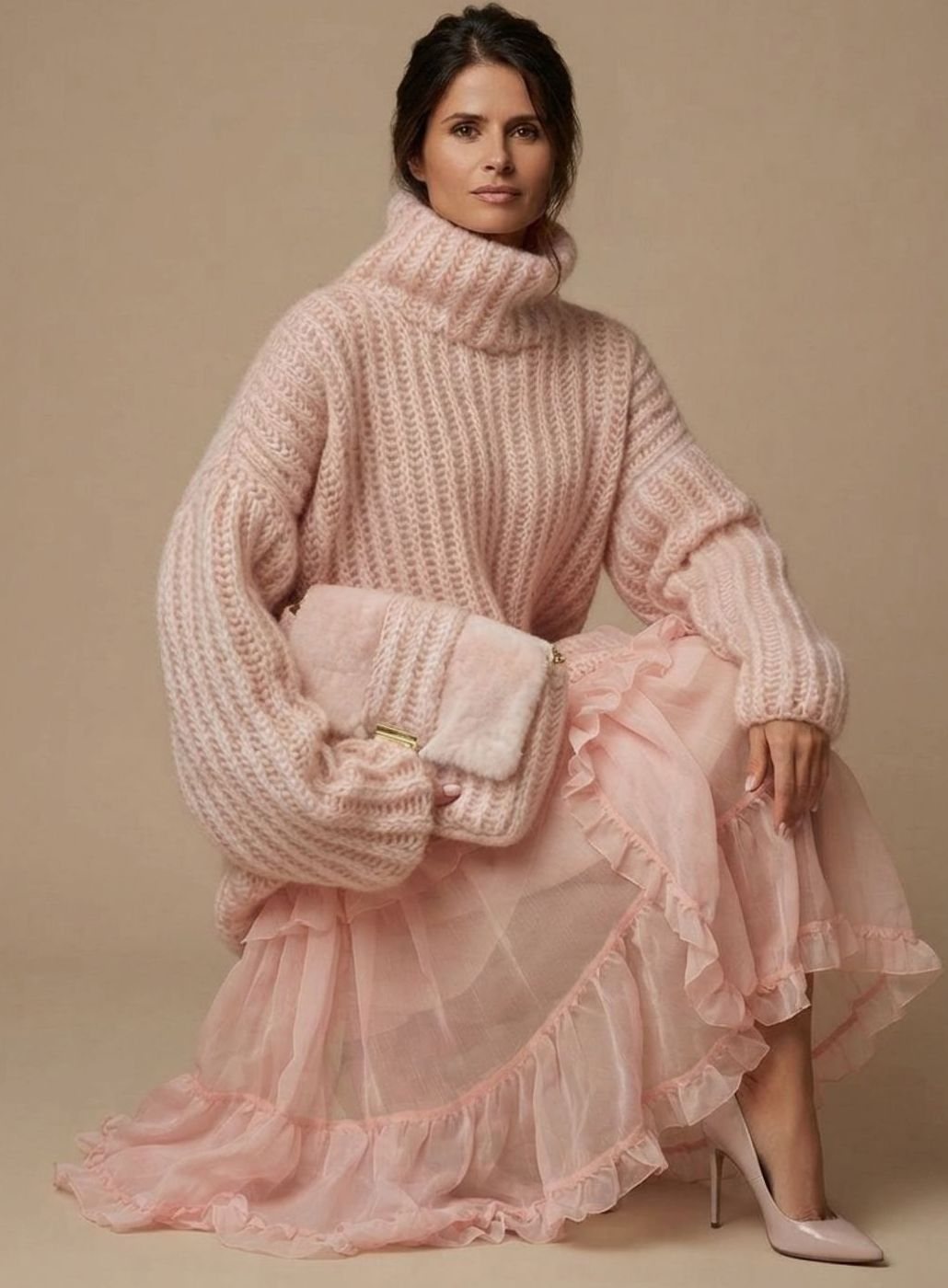 Women's Oversized Chunky Ribbed Knit Turtleneck Sweater