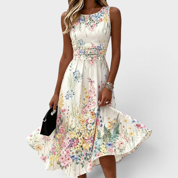 Serena | Sleeveless Floral Print Summer Midi Dress