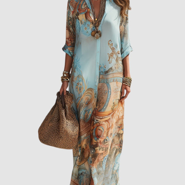 Radiant Mediterranean Beach Long Dress