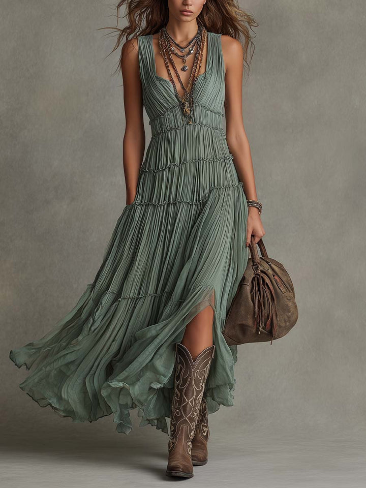 Effortless Tiered Pleated Summer Sundress