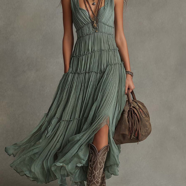 Effortless Tiered Pleated Summer Sundress