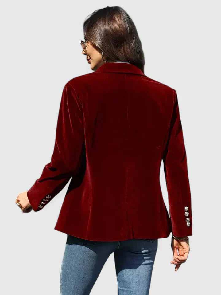 Julianna | Structured Accent Button Soft Velvet Blazer