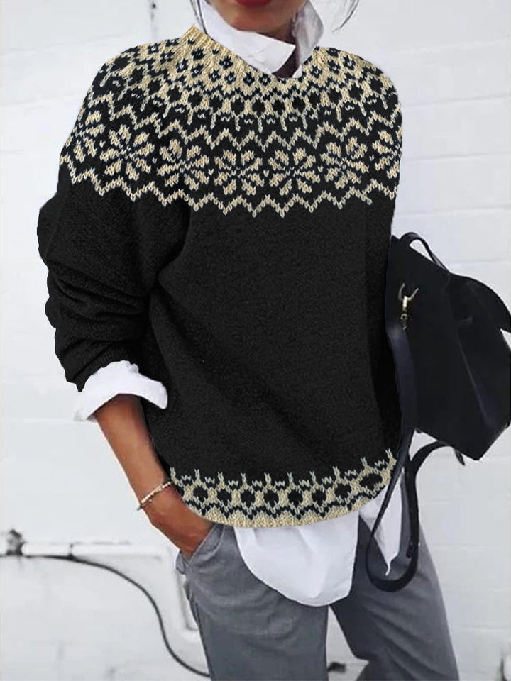 Chamonix | Womens Winter Sweater, Crewneck Geometric Knit Thermal Holiday Cozy Sweater