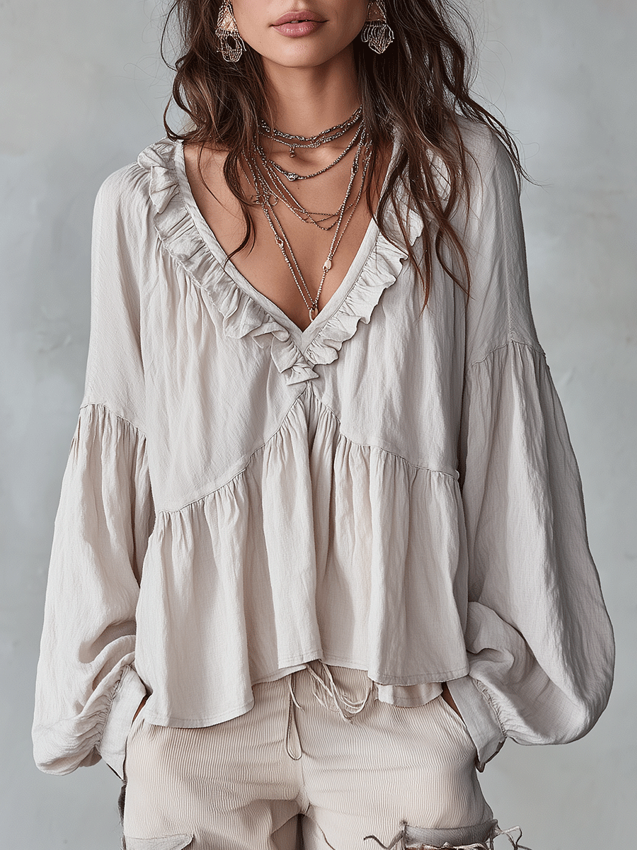 Elysia | Romantic Ruffle Long Sleeve Blouse