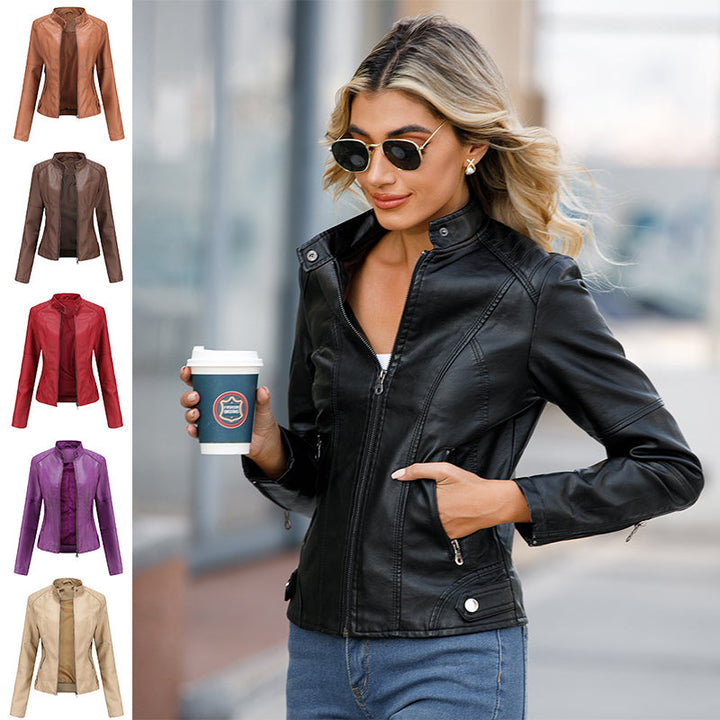 Axel | Stand Collar Faux Leather Biker Jacket