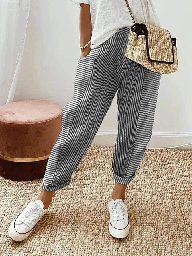 Sophisticated Striped Linen Beach Pants